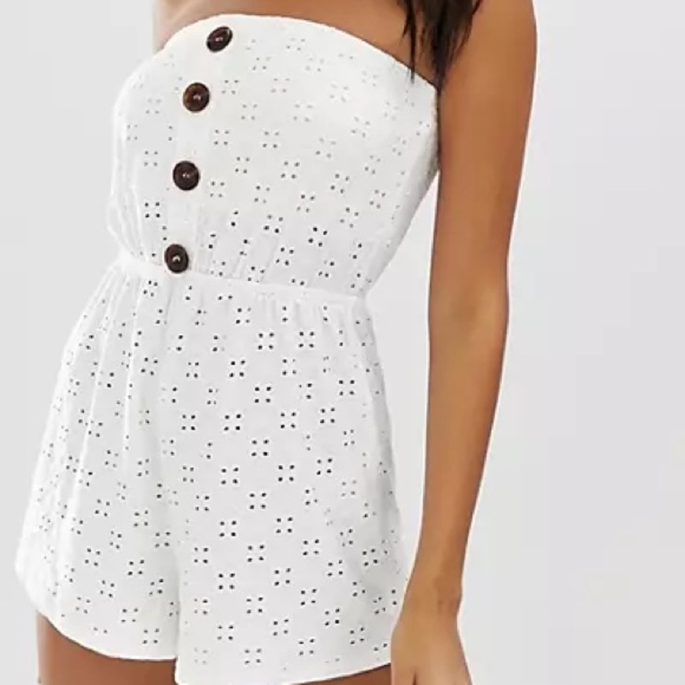 New Look || new look broderie beach romper in white